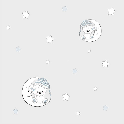 Fiú fehér koalamacis, szürke prémium gyerek tapéta | 50 cm x 250 cm