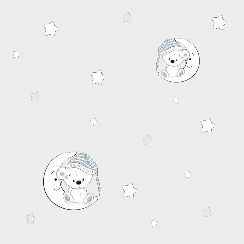 Fiú fehér koalamacis, szürke prémium gyerek tapéta | 50 cm x 250 cm