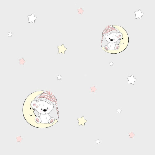 Lány fehér koalamacis, szürke prémium gyerek tapéta | 50 cm x 250 cm