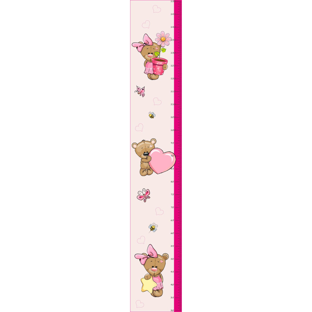 Kislány magasságmérős matrica, macis | 150 cm magasságig