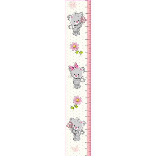 Cica kislány magasságmérős falmatrica | 150 cm magasságig Cica kislány magasságmérős falmatrica | 150 cm magasságig