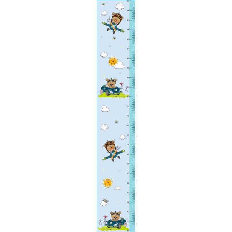 Repülős, autós macis magasságmérős matrica | 150 cm magasságig