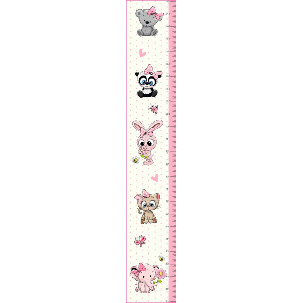 Kislány állatok magasságmérős matrica | 150 cm magasságig Kislány állatok magasságmérős matrica | 150 cm magasságig
