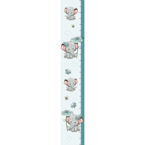 Elefántos magasságmérős matrica, fiú | 150 cm magasságig