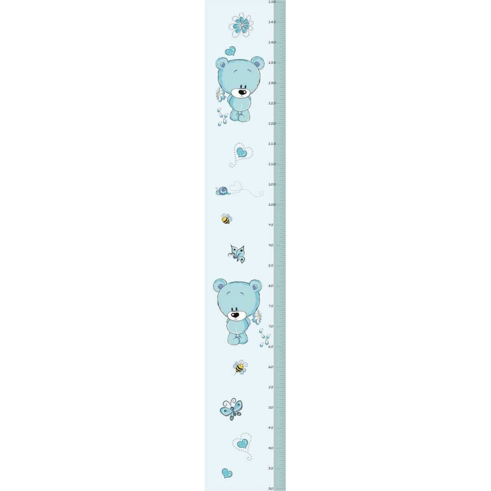 Kék maci magasságmérős matrica | 150 cm magasságig Kék maci magasságmérős matrica | 150 cm magasságig