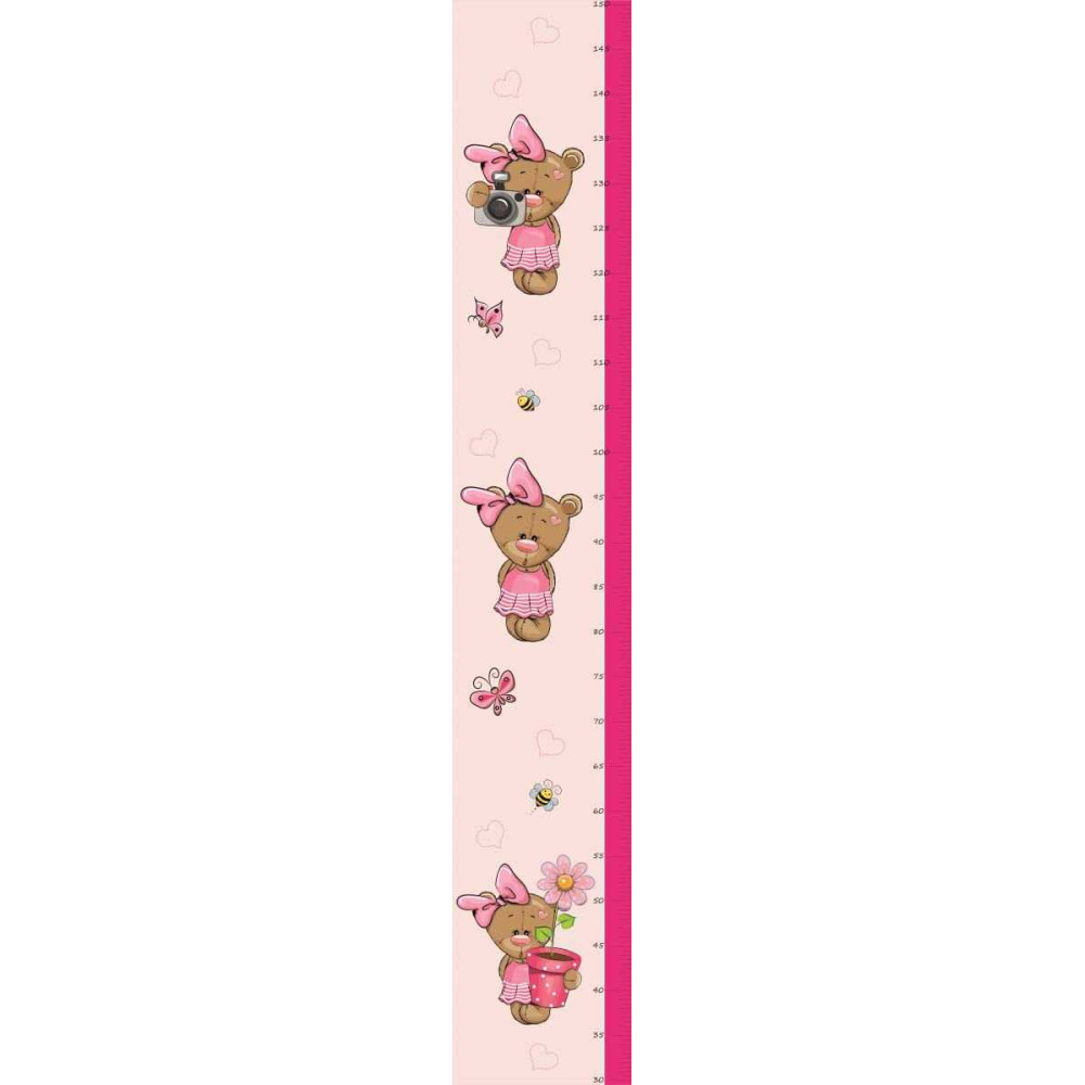 Kislány magasságmérős matrica, macis | 150 cm magasságig