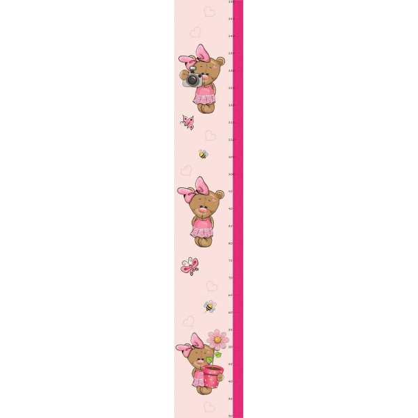 Kislány magasságmérős matrica, macis | 150 cm magasságig